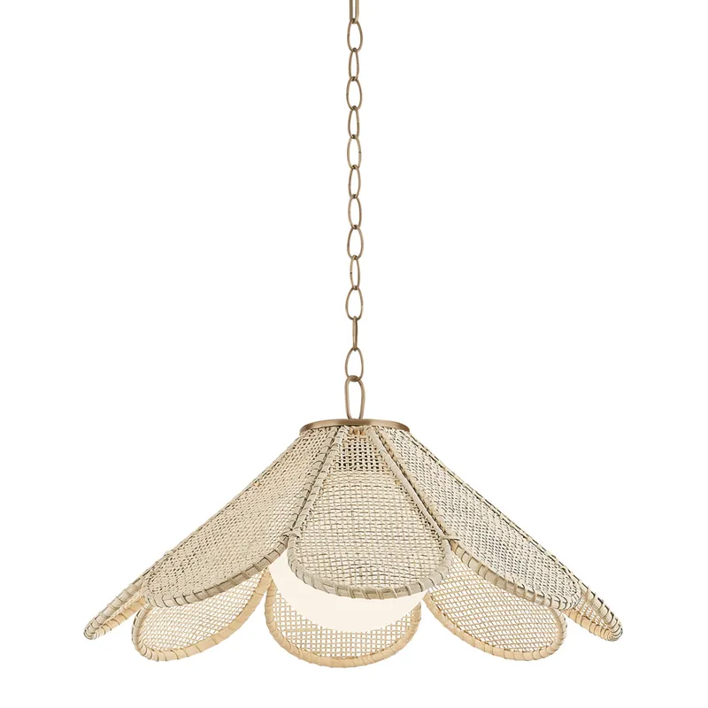 Petal 1-Light Pendant in Patina Brass by Lauren Liess 24W x 12.5H — Foundry Lighting LED Pendant Lights 24.0W 