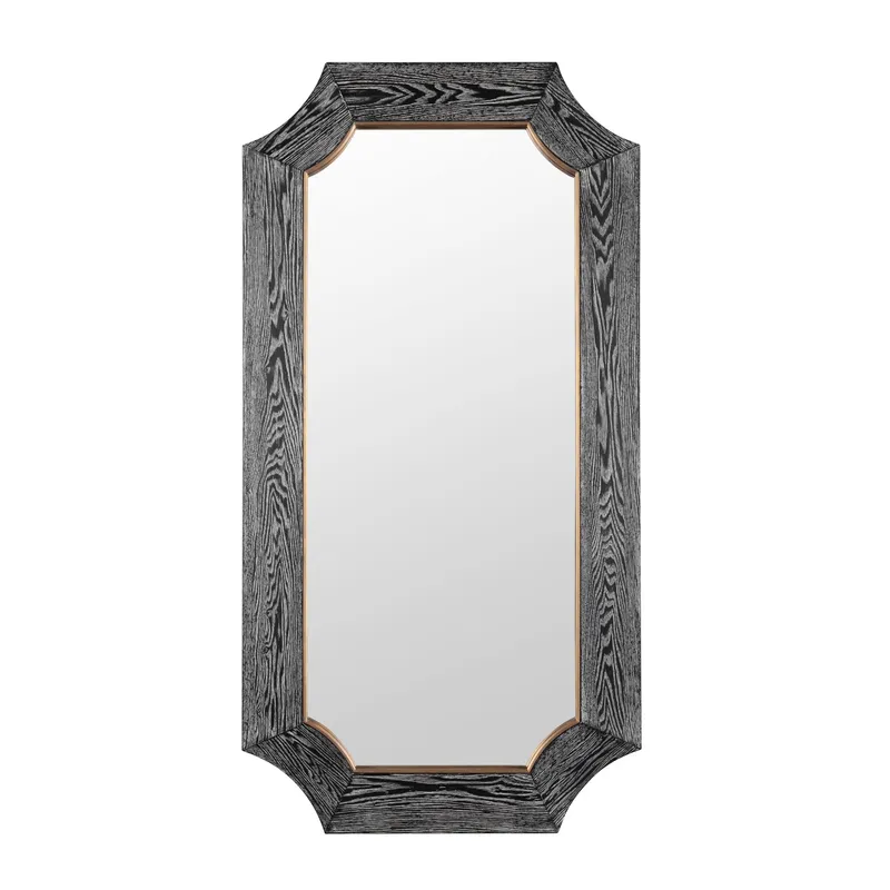 Farra 28x54 Wall Mirror - Cerused Black/Weathered Brass — Varaluz Lighting LED Wall Lights  