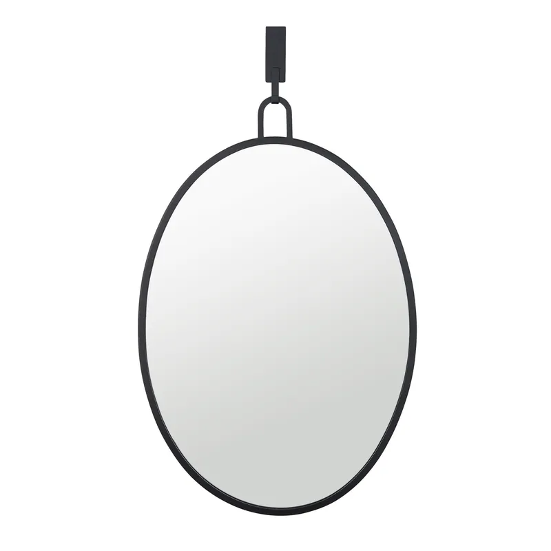 Stopwatch 22x30 Oval Powder Room Mirror - Black — Varaluz Lighting LED Wall Lights  