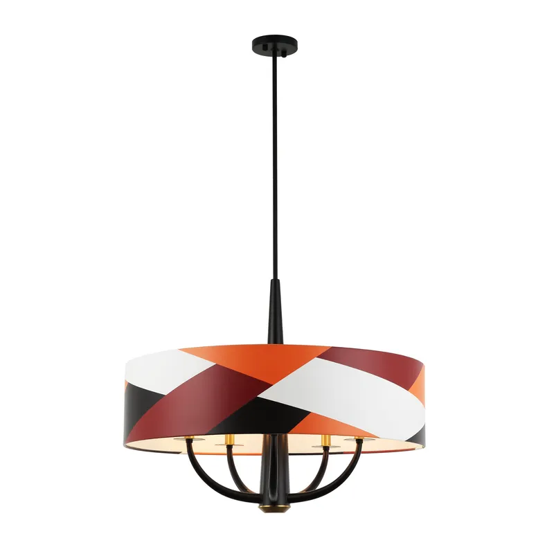 Patchwork 5 Light Pendant - Black/Satin Brass/Patchwork — Varaluz Lighting LED Landscape Lights  
