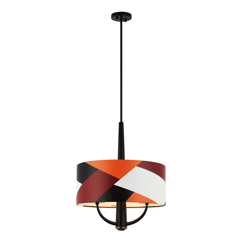 Patchwork 3 Light Pendant - Black/Satin Brass/Patchwork — Varaluz Lighting LED Landscape Lights  