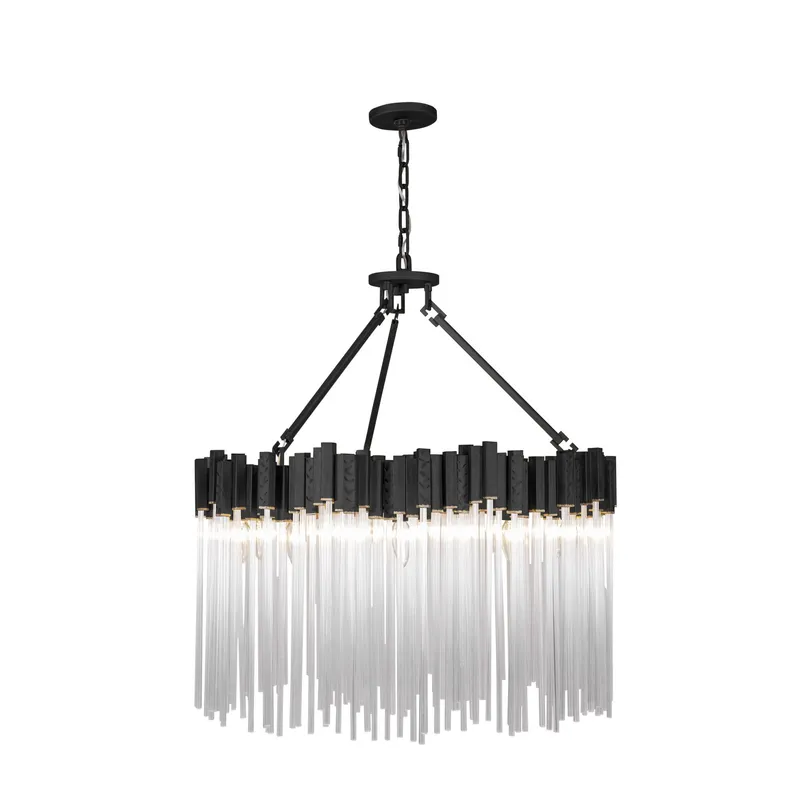 Matrix 10 Light Pendant - Matte Black/French Gold — Varaluz Lighting LED Landscape Lights  