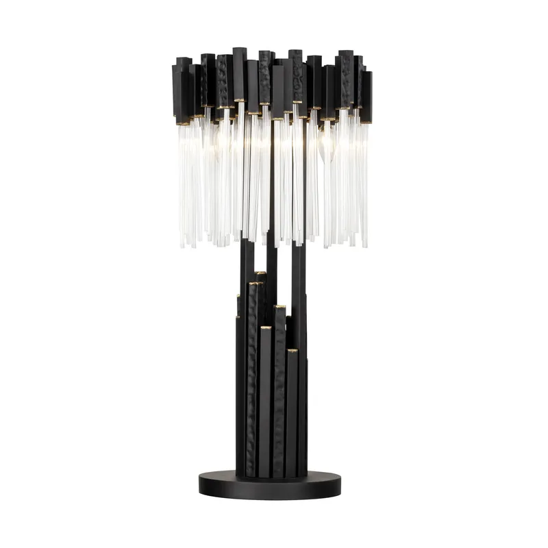 Matrix 3 Light Table Lamp - Matte Black/French Gold — Varaluz Lighting LED Temporary & Work Lights  