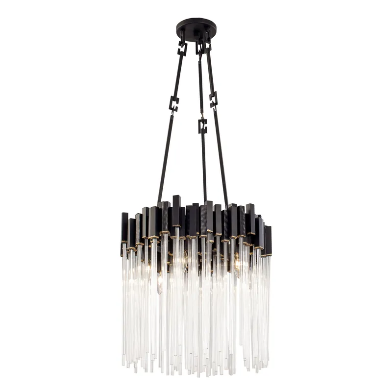 Matrix 6 Light Pendant - Matte Black/French Gold — Varaluz Lighting LED Landscape Lights  