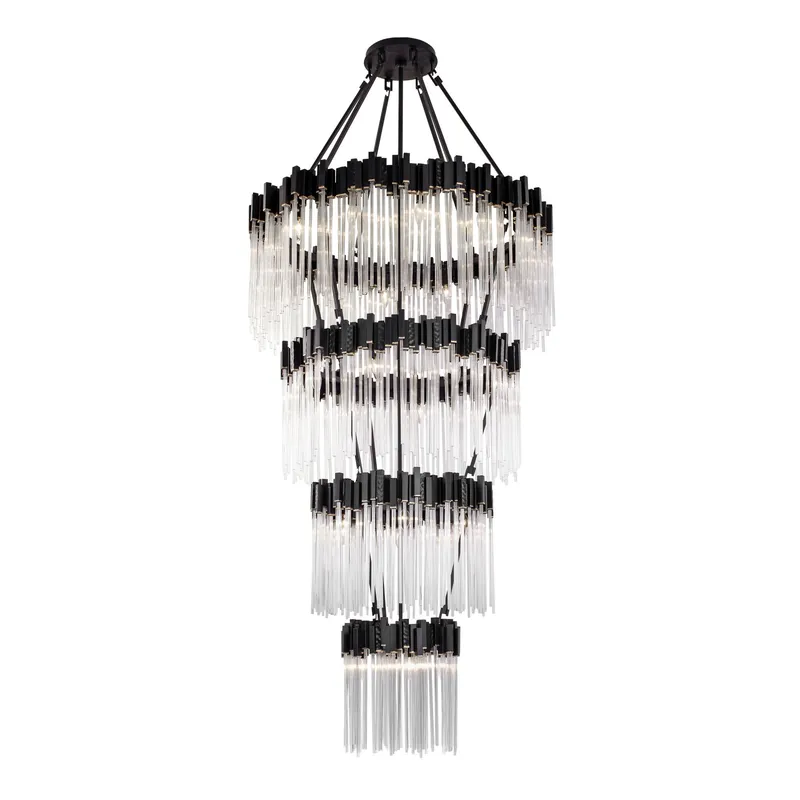 Matrix 30Light 4-Tier Chandelier - Matte Black/French Gold — Varaluz Lighting LED Landscape Lights  