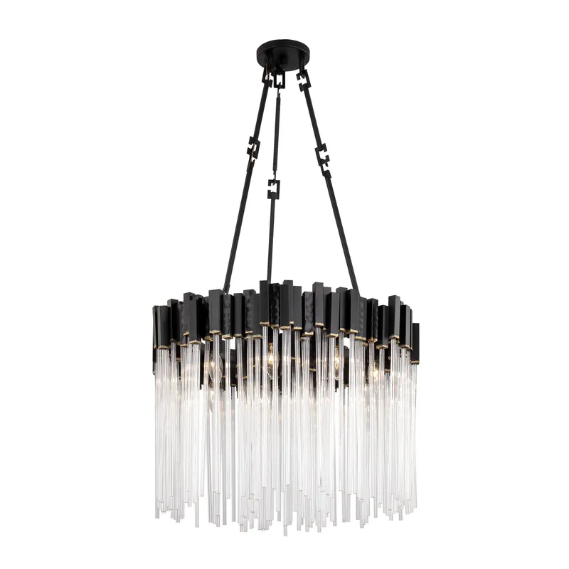 Matrix 9 Light Pendant - Matte Black/French Gold — Varaluz Lighting LED Landscape Lights  