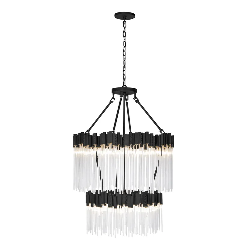 Matrix 14 Light 2-Tier Chandelier - Matte Black/French Gold — Varaluz Lighting LED Landscape Lights  