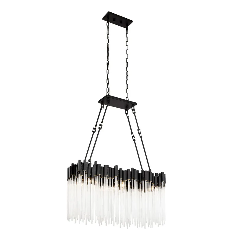 Matrix 6 Light Linear Pendant - Matte Black/French Gold — Varaluz Lighting LED Linear Lights  