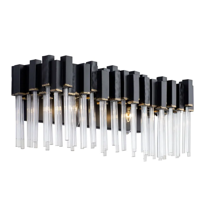 Matrix 2 Light Bath - Matte Black/French Gold — Varaluz Lighting LED Smart & Connected Lighting  