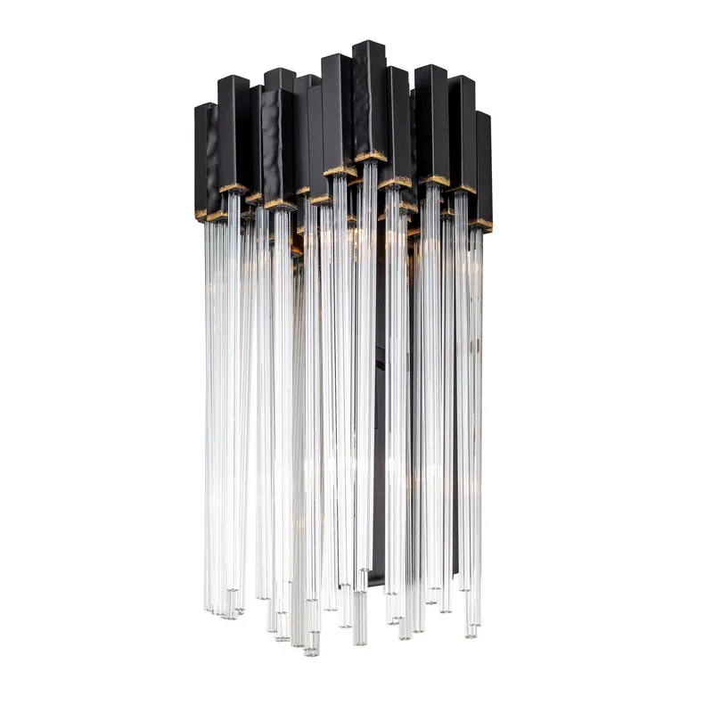Matrix 2 Light Sconce - Matte Black/French Gold — Varaluz Lighting LED Wall Lights  