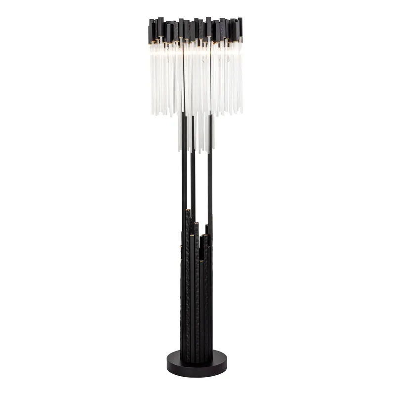 Matrix 6 Light Floor Lamp - Matte Black/French Gold — Varaluz Lighting LED Temporary & Work Lights  