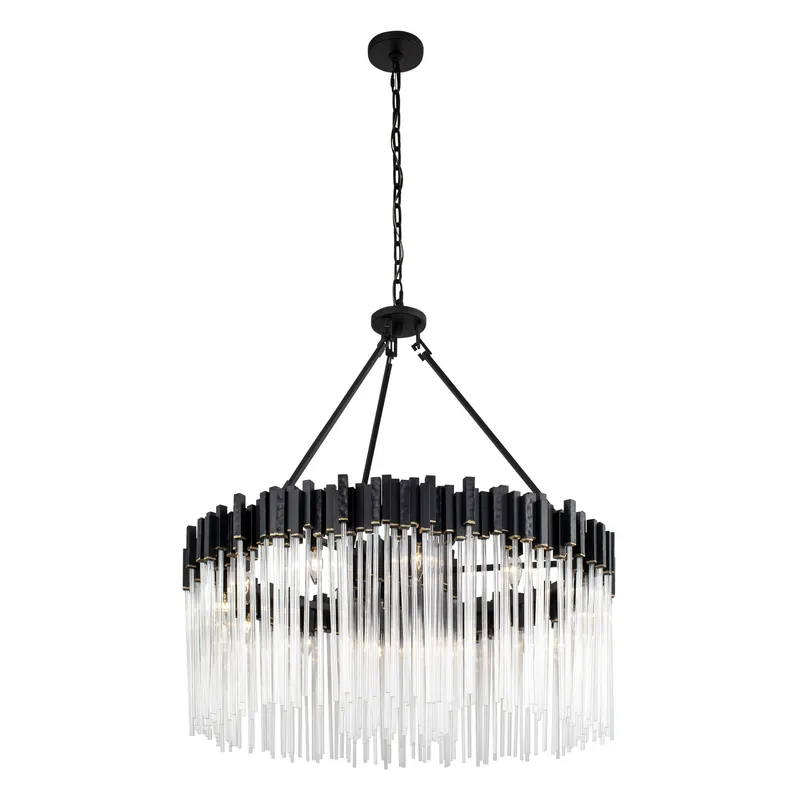 Matrix 12 Light Pendant - Matte Black/French Gold — Varaluz Lighting LED Landscape Lights  
