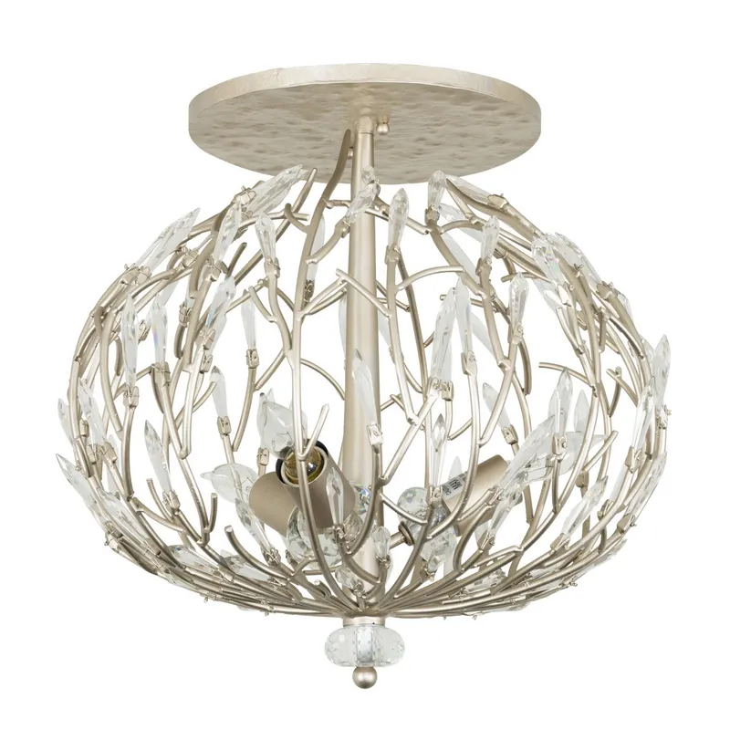 Bask 3 Light Crystal Semi-Flush - Gold Dust — Varaluz Lighting LED Post Top Lights  