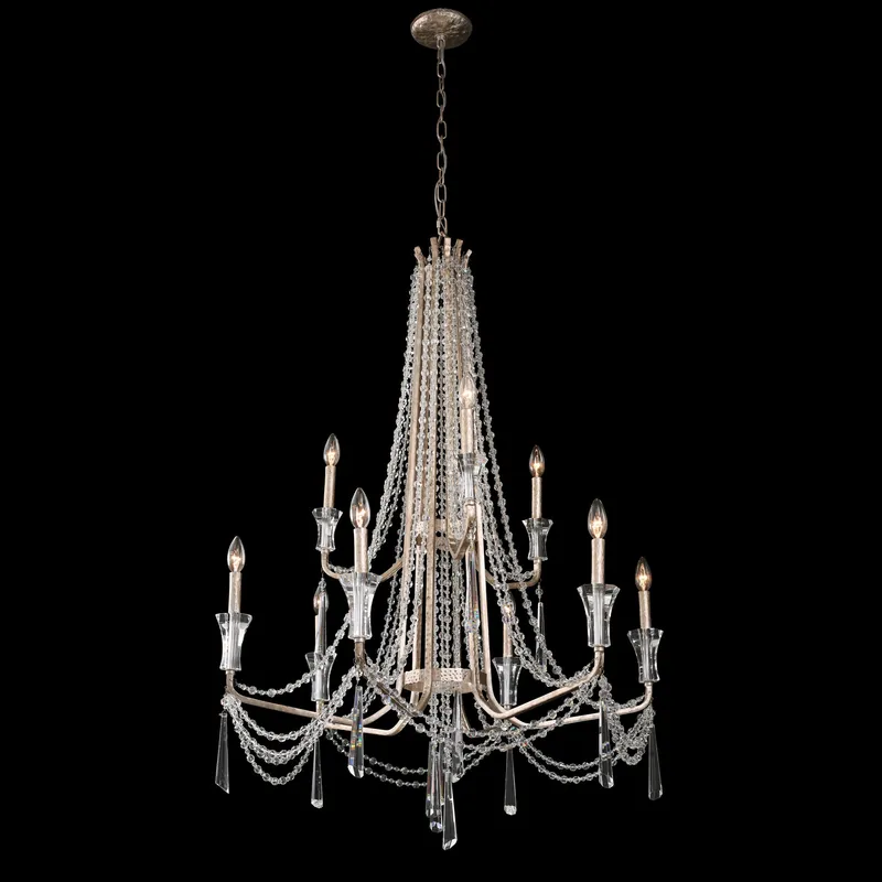 Barcelona 9 Light 2-Tier Crystal Chandelier - Transcend Silver — Varaluz Lighting LED Landscape Lights  