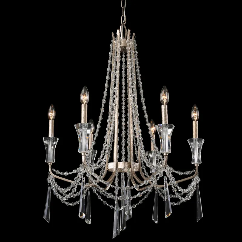 Barcelona 6 Light Crystal Chandelier - Transcend Silver — Varaluz Lighting LED Landscape Lights  