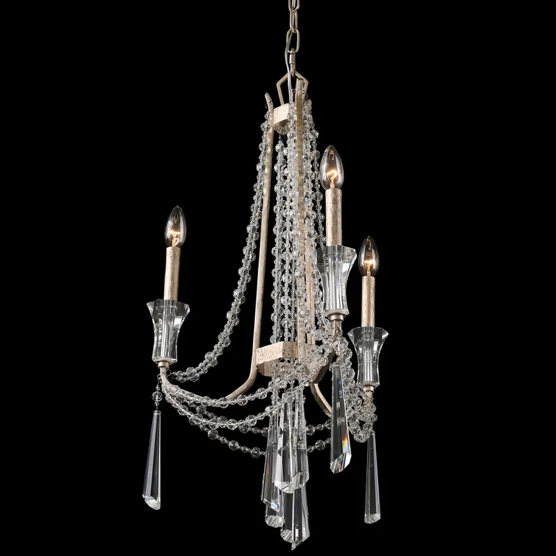 Barcelona 3 Light Crystal Chandelier - Transcend Silver — Varaluz Lighting LED Landscape Lights  