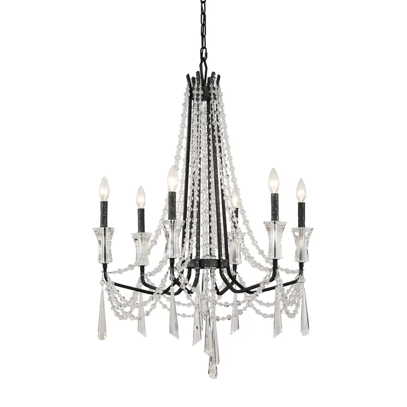 Barcelona 6 Light Crystal Chandelier - Onyx — Varaluz Lighting LED Landscape Lights  