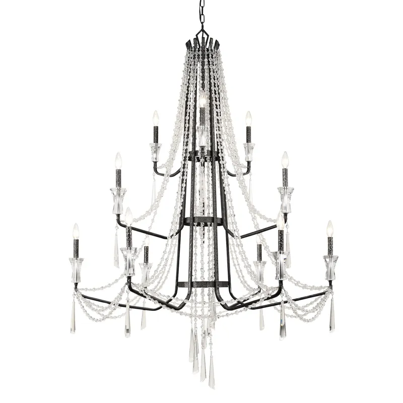Barcelona 12 Light 3-Tier Crystal Chandelier - Onyx — Varaluz Lighting LED Landscape Lights  