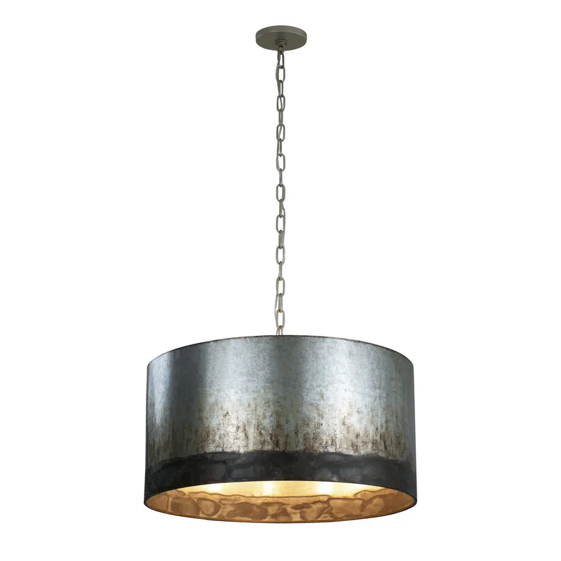 Cannery 4 Light Drum Pendant - Ombre Galvanized — Varaluz Lighting LED Landscape Lights  