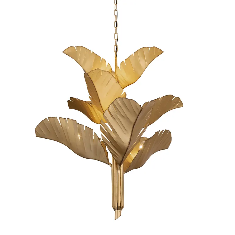 Banana Leaf 9 Light Chandelier - Gold — Varaluz Lighting LED Landscape Lights  