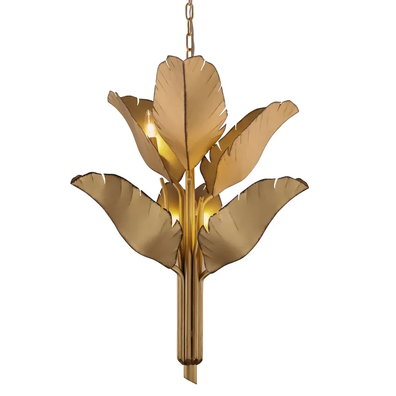 Banana Leaf 6 Light Chandelier - Gold — Varaluz Lighting LED Landscape Lights  