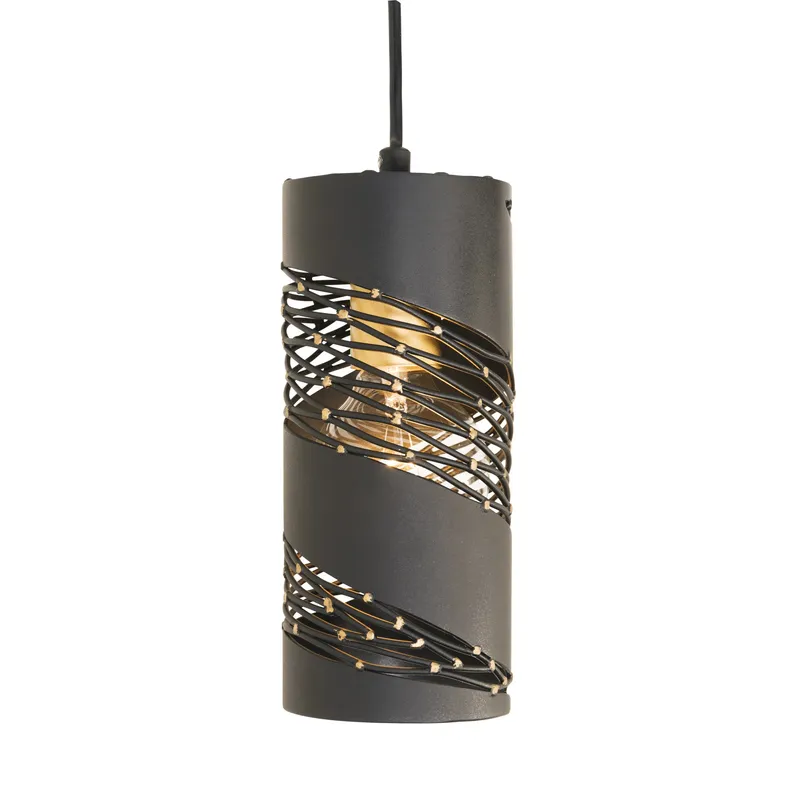 Flow 1 Light Cylinder Mini Pendant - Matte Black/French Gold — Varaluz Lighting LED Landscape Lights  