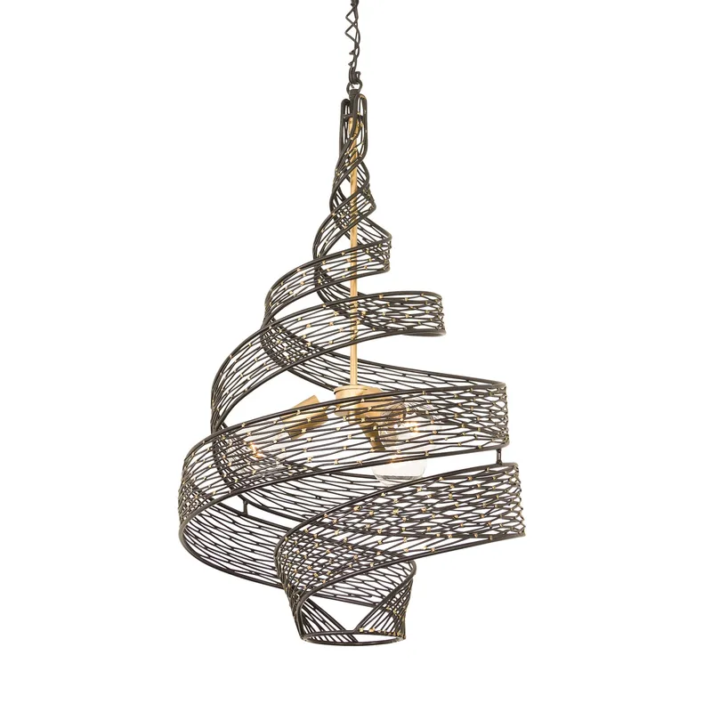 Flow 3 Light Twist Pendant - Matte Black/French Gold — Varaluz Lighting LED Landscape Lights  