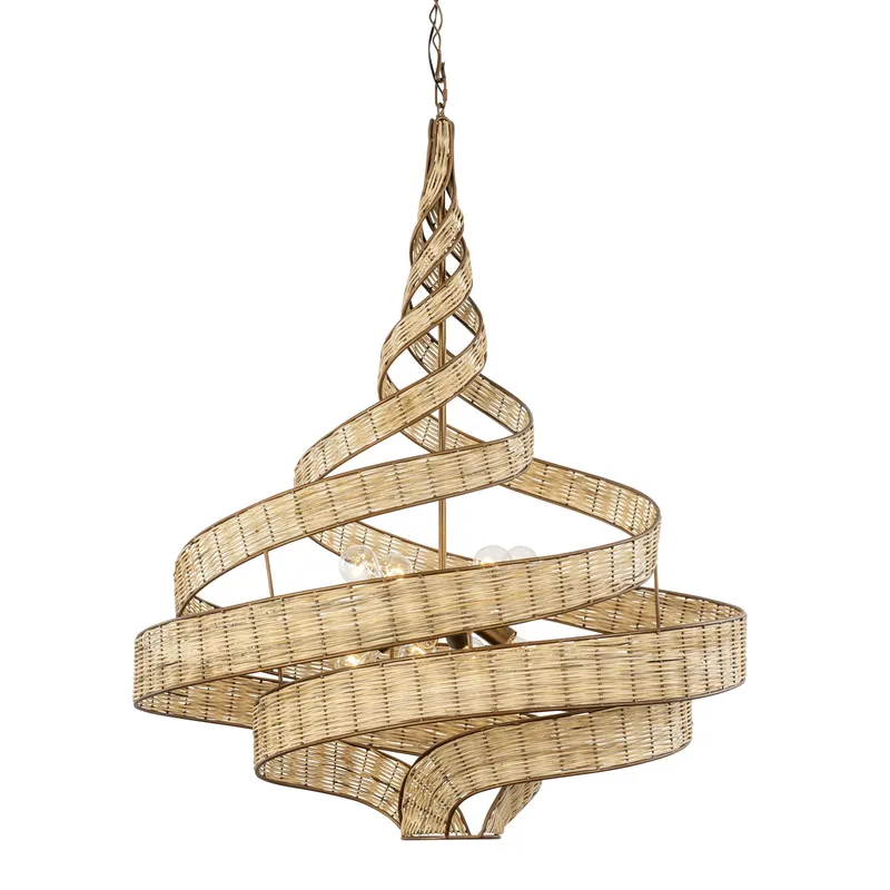 Flow 8 Light Twist Pendant - Baguette/Natural Rattan — Varaluz Lighting LED Landscape Lights  