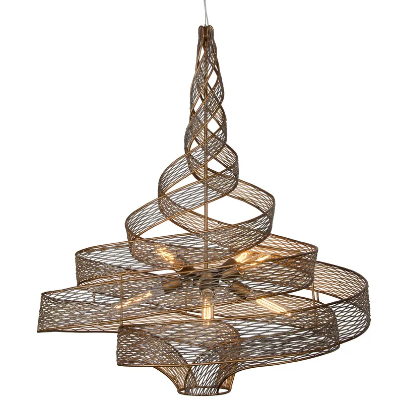 Flow 6 Light Large Twist Pendant - Hammered Ore — Varaluz Lighting LED Landscape Lights  