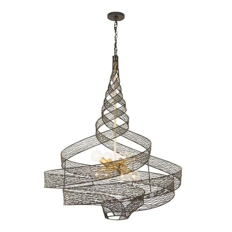 Flow 8 Light Twist Pendant - Matte Black/French Gold — Varaluz Lighting LED Landscape Lights  
