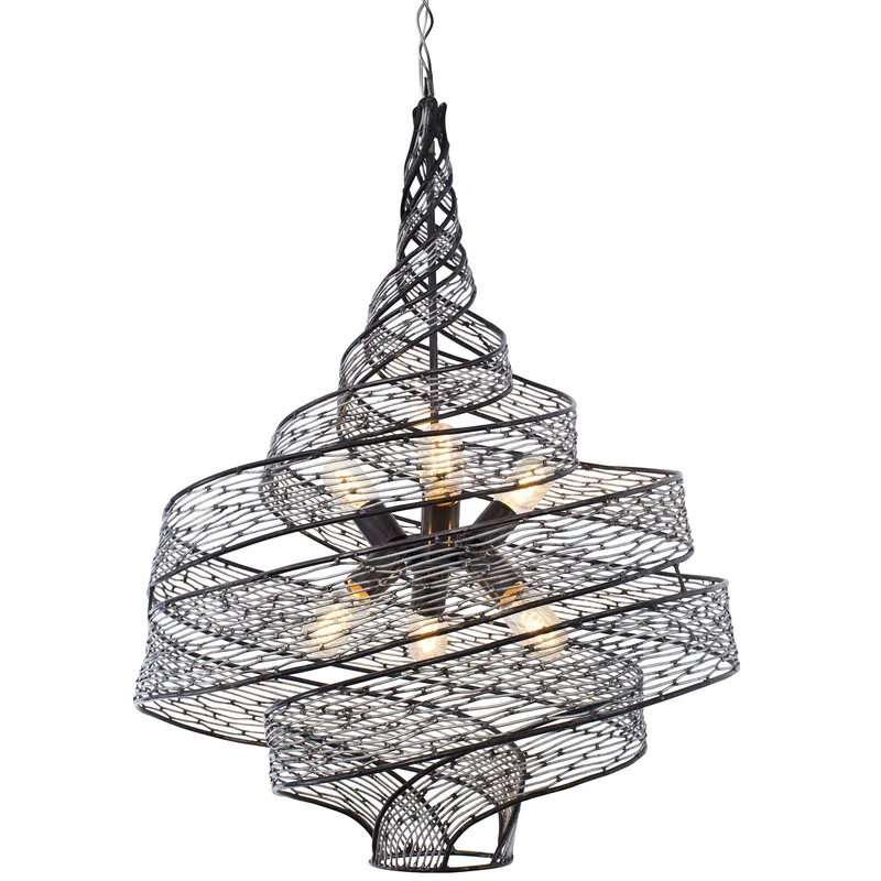 Flow 6 Light Twist Pendant - Steel — Varaluz Lighting LED Landscape Lights  