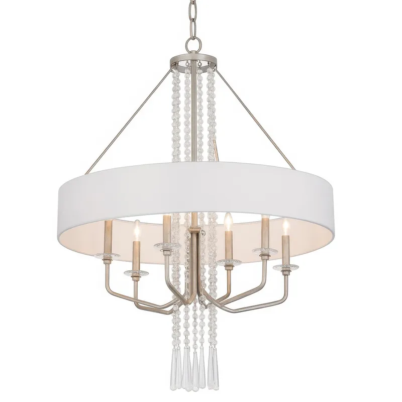 Barcelona 6 Light Pendant w/Shade - Transcend Silver — Varaluz Lighting LED Landscape Lights  