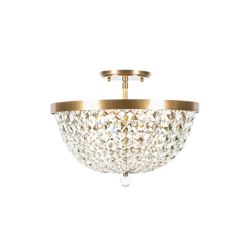 Crystal Baller 3 Light Leaded Crystal Empire Semi-Flush Mount - Antique Bronze — Varaluz Lighting LED Post Top Lights  