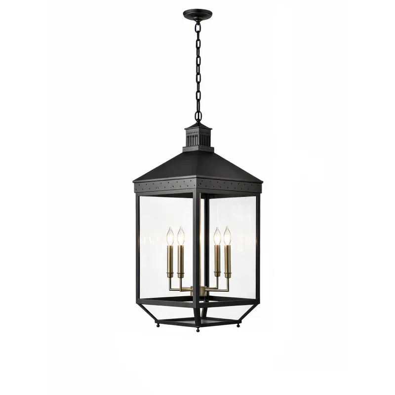 Midnight Manor 4 Light Medium Pendant - Blackened Zinc/Antique Bronze — Varaluz Lighting LED Landscape Lights  