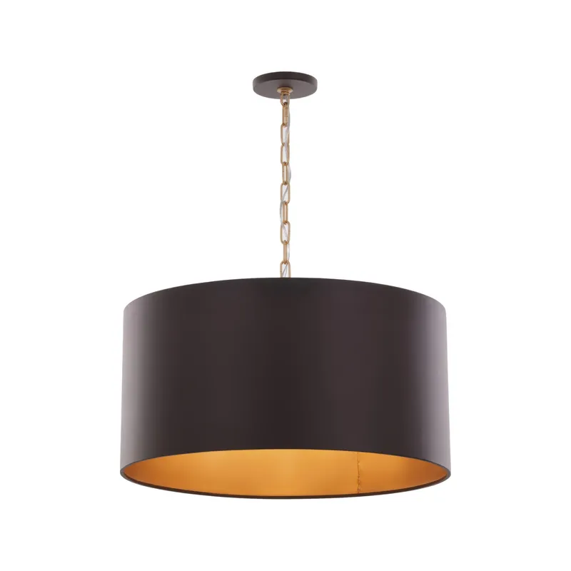 Cannery 4 Light Drum Pendant - Dark Bronze & French Gold — Varaluz Lighting LED Landscape Lights  