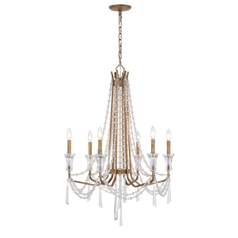 Barcelona 6 Light Crystal Chandelier - Brass Kisser — Varaluz Lighting LED Landscape Lights  