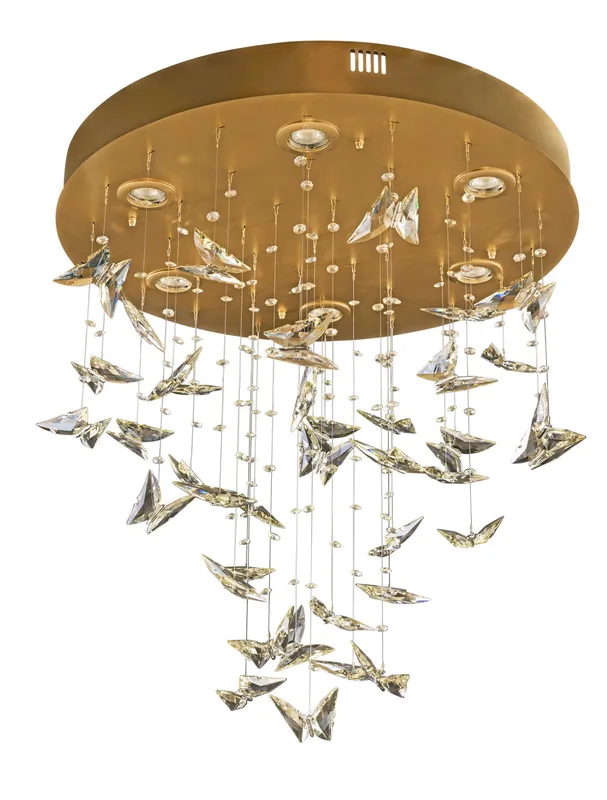 Night Garden 6 Light Leaded Crystal Butterfly Flush Mount — Varaluz Lighting LED Post Top Lights  