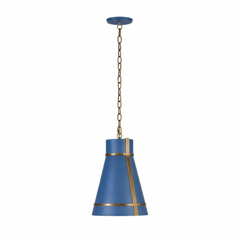 Brasserie 1 Light Mini Pendant - French Blue/Heritage Bronze — Varaluz Lighting LED Landscape Lights  