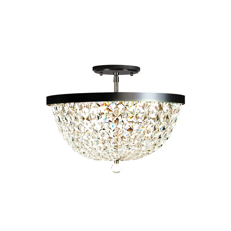 Crystal Baller 3 Light Leaded Crystal Empire Semi-Flush Mount - Heritage Black — Varaluz Lighting LED Post Top Lights  