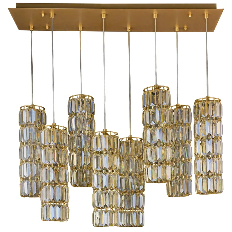 Golden Hour 8 Light Dimmable Linear Cluster of Pendants — Varaluz Lighting LED Linear Lights  