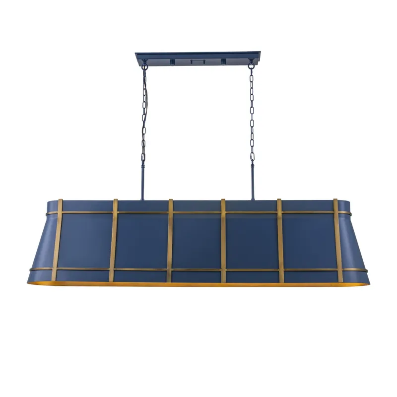 Brasserie 6 Light Linear - French Blue/Heritage Bronze — Varaluz Lighting LED Linear Lights  