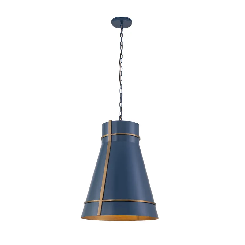 Brasserie 1 Light Pendant - French Blue/Heritage Bronze — Varaluz Lighting LED Landscape Lights  