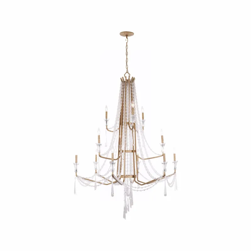 Barcelona 12 Light 3-Tier Crystal Chandelier - Brass Kisser — Varaluz Lighting LED Landscape Lights  