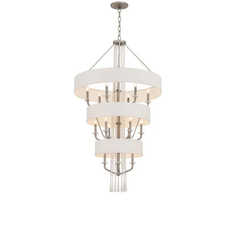 Barcelona 15 Light Pendant w/Shade - Transcend Silver — Varaluz Lighting LED Landscape Lights  