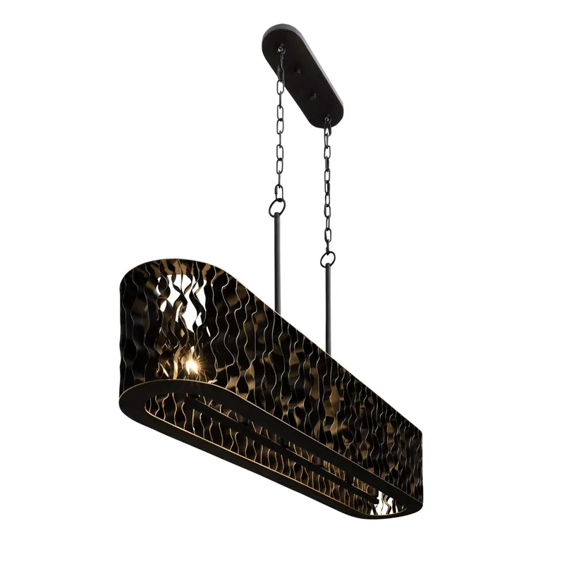 Estela 6 Light   Linear Pendant - Matte Black/French Gold — Varaluz Lighting LED Linear Lights  