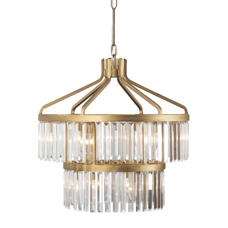 Social Club 9 Light 2-Tier Crystal Pendant - Havana Gold — Varaluz Lighting LED Landscape Lights  