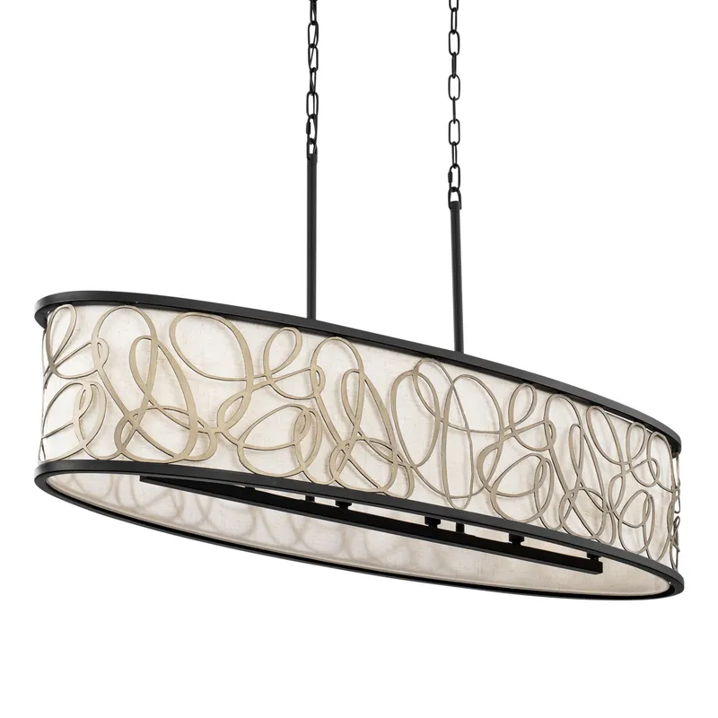 Scribble 6 Light Linear Pendant - Matte Black/Artifact — Varaluz Lighting LED Linear Lights  