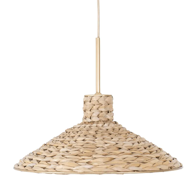 Hilton Head 1 Light Medium Pendant - French Gold/Natural Seagrass — Varaluz Lighting LED Landscape Lights  