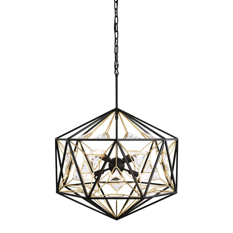 Marcia 8 Light Orb Pendant - Matte Black/French Gold — Varaluz Lighting LED Landscape Lights  