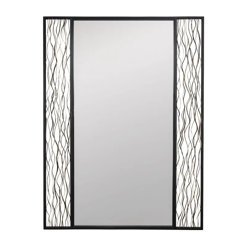 Estela 30x40 Rectangular Wall Mirror - Matte Black/French Gold — Varaluz Lighting LED Wall Lights  